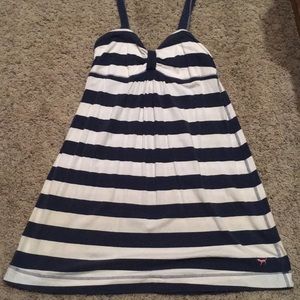 Pink brand blue and white stripped dress